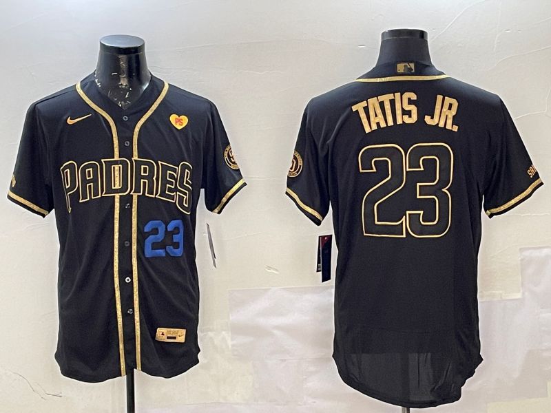 Men San Diego Padres #23 Tatis jr Black Gold Elite 2025 Nike MLB Jersey style 9
